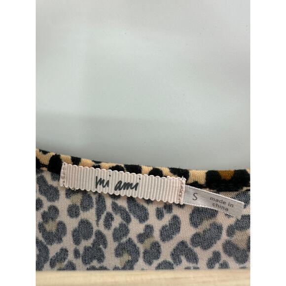 Mi.Ami Brown Black Cheetah Print Short Sleeve Mini Dress Women's Size Small S - Picture 5 of 8